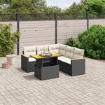 vidaXL Salon de jardin 6 Pièces avec coussins noir résine tressée