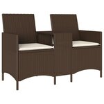 vidaXL Canapé de jardin 2 places avec table et coussins résine tressée