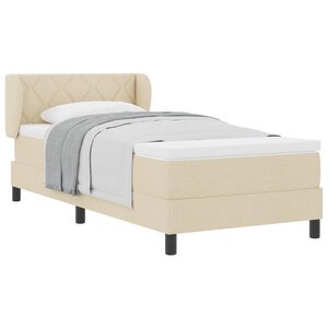 vidaXL Lit à ressorts avec matelas Crème 100 x 200 cm tissu