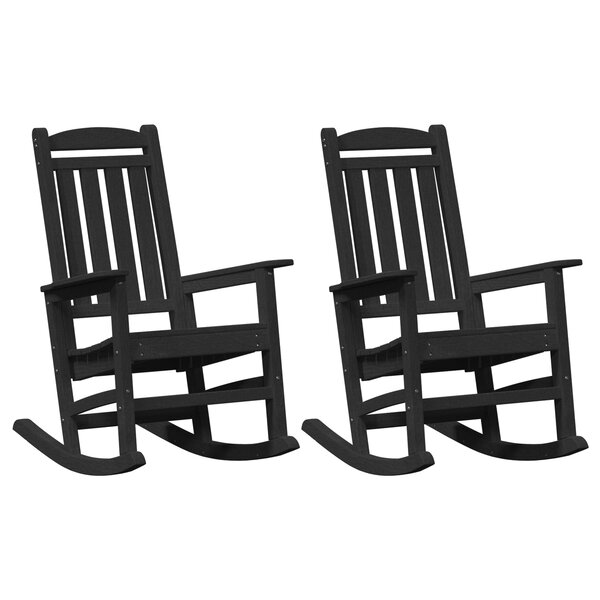 Chaises Berçantes de Jardin vidaXL 2 Pièces Noir 70x92x107.5 cm HDPE