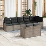 vidaXL Ensemble de canapé de jardin avec coussin 8 Pièces Gris Poly rotin