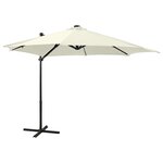 vidaXL Parasol de jardin en porte-à-faux et mât et lumières LED sable