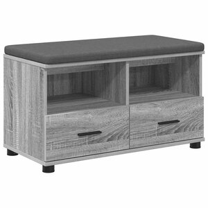 vidaXL Banc d'entrée avec coussin Gris Sonoma 80 x 38 x 46 cm