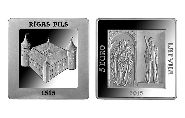 Pièce de monnaie 5 euro Lettonie 2015 argent BE - Château de Riga