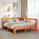 vidaXL Lit bibliothèque sans matelas cire marron 140x200 cm pin massif