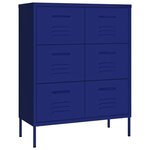 vidaXL Armoire à tiroirs Bleu marine 80x35x101 5 cm Acier