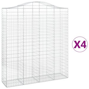 vidaXL Paniers à gabions arqués 4 Pièces 200x50x220/240 cm Fer galvanisé