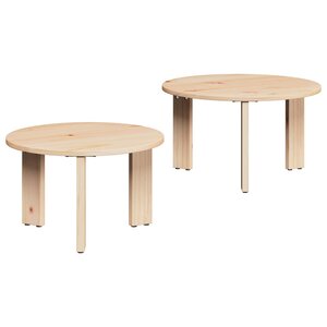 vidaXL Table basse 2 Pièces Naturel Bois de pin massif