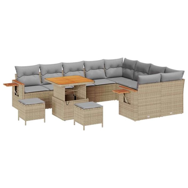 vidaXL Ensemble de canapé de jardin 12 Pièces Beige et Gris clair