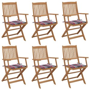 vidaXL Chaises pliables de jardin lot de 6 avec coussins Bois d'acacia