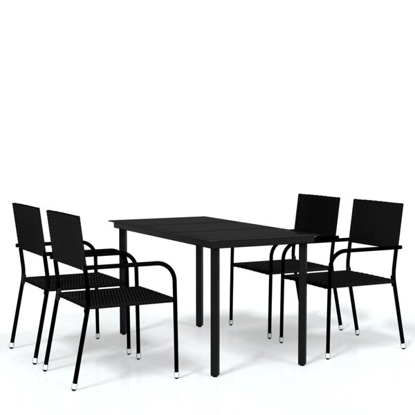 vidaXL Ensemble à manger de jardin 5 Pièces Noir