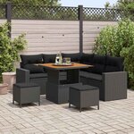 vidaXL Ensemble de canapé de jardin 8 Pièces Noir polyrotin