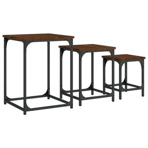 vidaXL Tables basses gigognes 3 Pièces chêne marron bois d'ingénierie