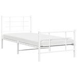 vidaXL Cadre de lit métal sans matelas avec pied de lit blanc 90x190cm