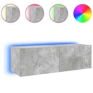 vidaXL Meuble TV mural avec lumières LED gris béton 100x35x31 cm