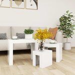vidaXL Tables basses gigognes 3 Pièces Blanc brillant Bois d'ingénierie