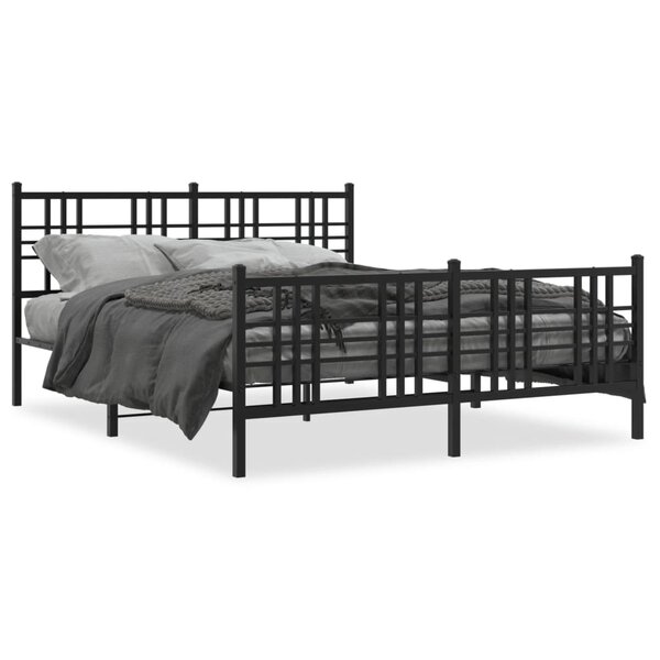 vidaXL Cadre de lit métal sans matelas avec pied de lit noir 150x200cm