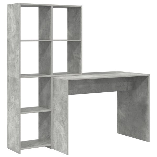 vidaXL Bureau Gris béton 138.5 x 55 x 143 cm Bois d'ingénierie