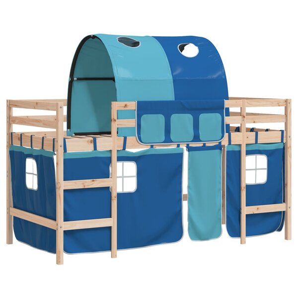 vidaXL Lit mezzanine enfants avec tunnel sans matelas bleu 80x200 cm