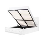 VIRGINIA Lit coffre adulte capitonné avec strass 160 x 200 cm - Simili blanc - Sommier inclus