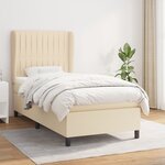 vidaXL Sommier à lattes de lit avec matelas Crème 100x200 cm Tissu