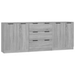vidaXL Buffets 3 Pièces Sonoma gris Bois d'ingénierie