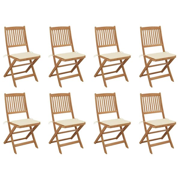 vidaXL Chaises pliables d'extérieur et coussins lot de 8 Bois d'acacia