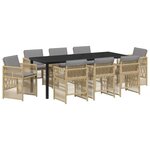 vidaXL Ensemble de salle à manger pour jardin 9 Pièces Beige