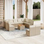 vidaXL Salon de jardin avec coussins 12 Pièces beige résine tressée