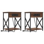 vidaXL Cabinet de chevet 2 Pièces Chêne marron 41 x 31 x 51 cm