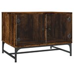 vidaXL Table basse avec portes en verre chêne fumé 68 5x50x50 cm
