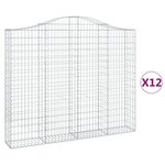 vidaXL Paniers à gabions arqués 12 Pièces 200x30x160/180 cm Fer galvanisé