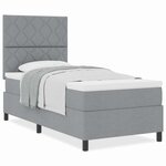 vidaXL Lit à sommier avec matelas gris clair 90x200 cm en tissu