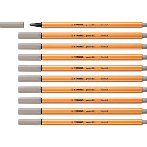 Feutre à pointe fine point 88  gris perle x 10 STABILO