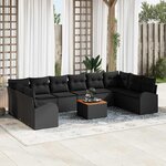 vidaXL Ensemble de canapé de jardin 11 Pièces Noir Poly rotin