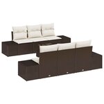 vidaXL Ensemble de canapé de jardin avec coussin 7 Pièces Marron  Crème