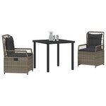 vidaXL Ensemble de salle à manger pour jardin 3 Pièces Gris polyrotin