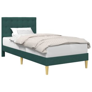 vidaXL Cadre de lit avec tête de lit Vert foncé 90 x 200 cm Tissu