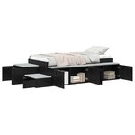 vidaXL Cadre de lit avec rangement Chêne noir 90 cm Bois d'ingénierie