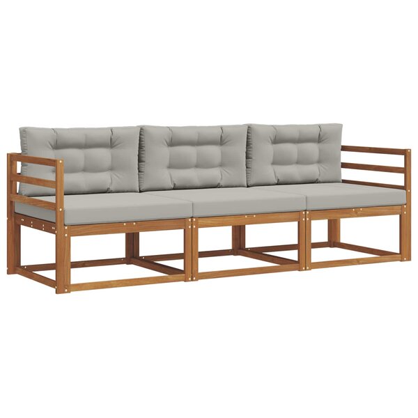 vidaXL Ensemble de canapés d'extérieur 3 pc Gris Naturel et Clair
