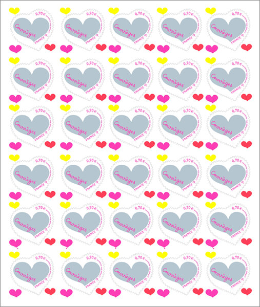 Feuille de 30 timbres Coeur - Courrèges