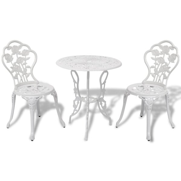 vidaXL Ensemble de bistro 3 Pièces Aluminium coulé Blanc