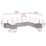 vidaXL Ensemble de canapé de jardin avec coussin 8 Pièces Marron et rouge