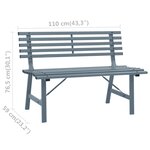 vidaXL Banc de jardin 110 cm Acier Gris