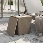 vidaXL Table de jardin avec couvercle amovible marron clair PP