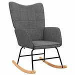 vidaXL Chaise à bascule avec tabouret Gris foncé Tissu