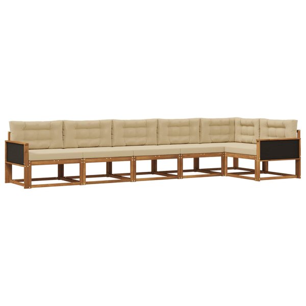 vidaXL Ensemble de canapés d'extérieur 6 pc Naturel et Beige