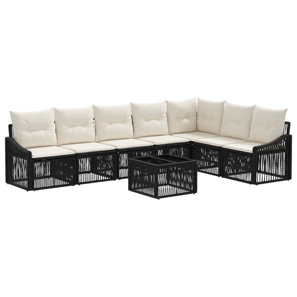vidaXL Ensemble de canapé de jardin 8 pc Noir polyrotin