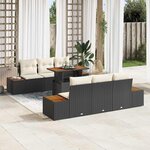 vidaXL Ensemble de canapé de jardin 7 Pièces Noir Poly rotin