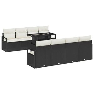 vidaXL Ensemble de canapé de jardin avec coussin 7 Pièces Noir et crème